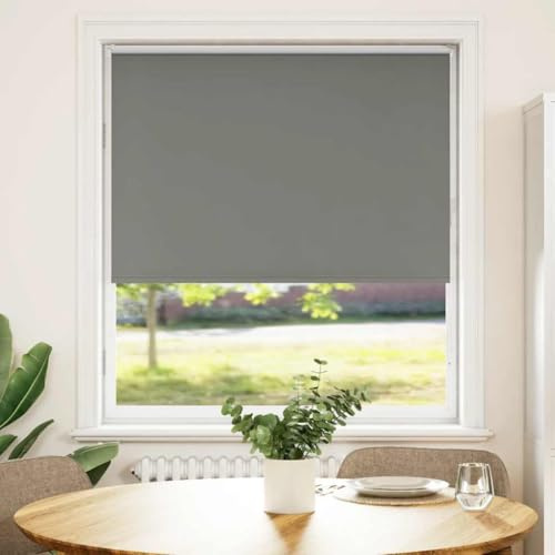 vidaXL Verdunkelungsrollo Grau 105x150cm Stoffbreite 100,7cm Polyester, Rollo, Klemmfix, Thermorollo, Verdunklungsrollo, Klemmrollo, Fensterrollo