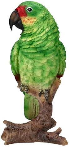 Figuren Shop GmbH Gartenfigur Grüner Papagei – lebensechte Papagei Dekofigur von HotAnt, exotische Tierfigur 22,5 cm