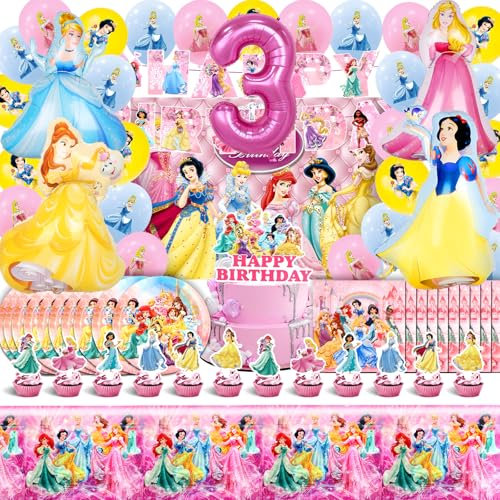Prinzessin Geburtstag Deko für Mädchen 3 Jahre, Prinzessin Party Deko Kindergeburtstag, Prinzessin Ballon, Prinzessin Hintergrund, Folienballon Prinzessin, Helium Luftballons Prinzessin