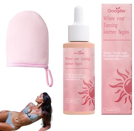 Tanning Drops 60ml, Sunless Tanning Drops Gentle Ingredients with Gloves,Enhancing Your Natural Skin Tone,Naturally Boost Melannin Promotes Skin Health and Pigmentation