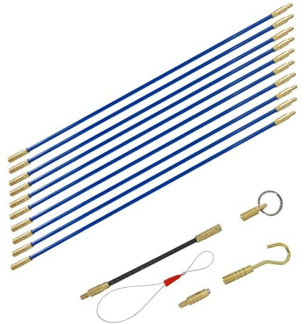 electric cable pusher 4mm*33cm Electrical Cable Puller, Fiberglass Duct Rod Fiberglass Fish Tape, Duct Rodder Push Pull Rod 10pcs