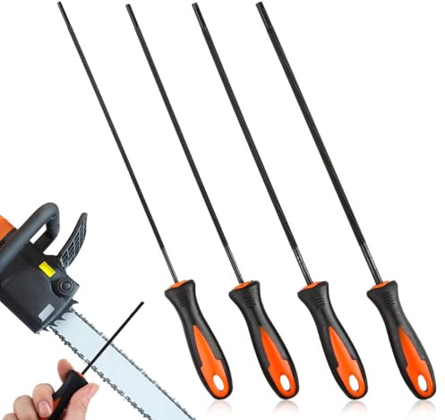 Feile für kettensäge,4 PCS Feilenset für Kettensägen mit Griff Rundfeile Kettensäge in 4 Größen 3,2mm 4,0mm 4,8mm 5,5mm zum Schärfen von Sägeketten und als Kettenschärfgerät