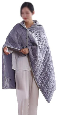 EternaHora 40x55 Cordless Heated Blanket, Portable Heated Blanket Battery Operated, Cozy Soft Wearable Heated Shawl, 3 Heat Settings, Auto-Off, Machine Washable(Grey,Shawl)