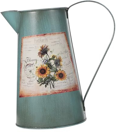 Retro Blumenvase aus Eisenblech für Trocken und Frische Blumen | 1 Stück, Hellgrün, für Selbstgemacht Blumenarrangements und Wohnraumdeko, Kunstvoller Look