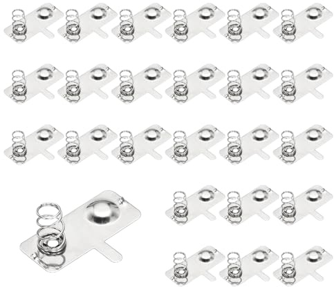 sourcing map 24 Pcs AA Battery Contact Spring Nickeling Plate, 28 mm x 12mm Negative to Positive Conversion Spring Replacements for PCB Mounting and Battery Holders