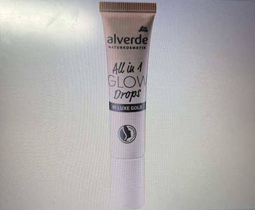 alverde NATURKOSMETIK Highlighter All in 1 Glow Drops 01 Luxe Gold, 15 ml