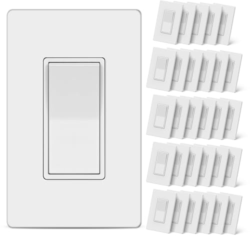 CML 30 Pack Single Pole Decorator Light Switch, UL Listed, White
