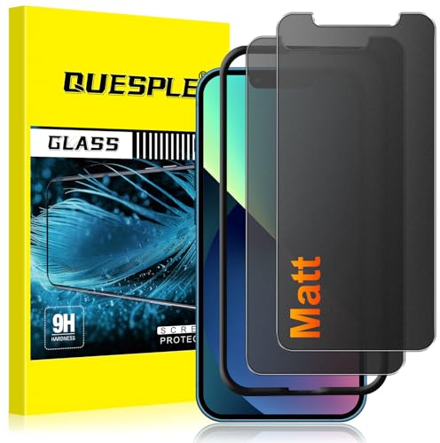 QUESPLE [2 Stück] Matt Panzerglas Sichtschutz für iPhone 14/ iPhone 13/13 Pro, 28° Anti Spähen Blendschutz Matte Schutzfolie, Anti-Fingerabdruck, Anti-Kratzen Gehärtetem Glas Displayschutzfolie