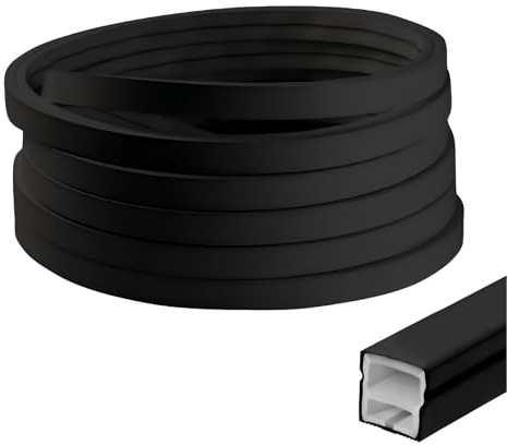 BTSAE Flexibles Silikon LED Profil, 5m 12x12mm LED Schiene für 8mm Akustikpaneele LED Streifen, IP65 Wasserdicht LED Kanal Diffusor für Decke, Schrank, Bar, Akustikpaneele Beleuchtung (Schwarz, 5 m)