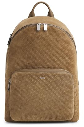 BOSS Rucksack Aus Veloursleder Mit Monogramm-prägung