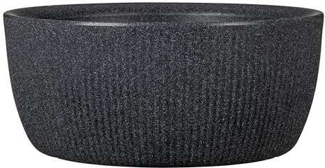 Scheurich Linetto Bowl Pflanzgefäß, rund, Farbe: Stony Black, Durchmesser: 40cm