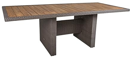 DELUKE Gartentisch Essen - Akazie, Weidengrau, 100x220x75cm | Terrassentisch Wetterfest Outdoor Tisch