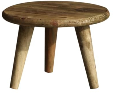 KiBcsLic Three-Legged Stool Solid Wood Round Stool Furniture for Photo Prop, Tabletop Display, Medium 23cm Diameter, 16.5cm Height