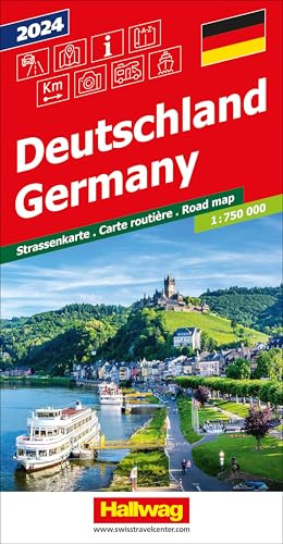 Hallwag Strassenkarte Deutschland 2027 1:750.000: Inkl. Transitpläne, Ortsverzeichnis und Reiseinformationen