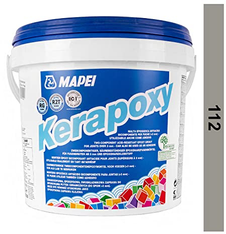 MAPEI Kerapoxy Epoxidharz Fugenmörtel für fliesen 2K 5 kg (Mittelgrau Nr 112)