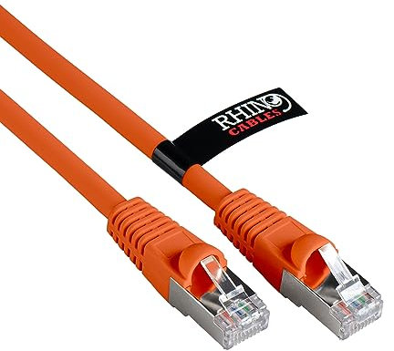 rhinocables CAT 6a Ethernet Cable | 10Gbps S/FT High-Speed & Large Bandwidth Data Transfer | Reliable LAN Network RJ45 Cable | Wi-Fi Broadband Cable for Seamless Gaming & Streaming (20m, Orange)
