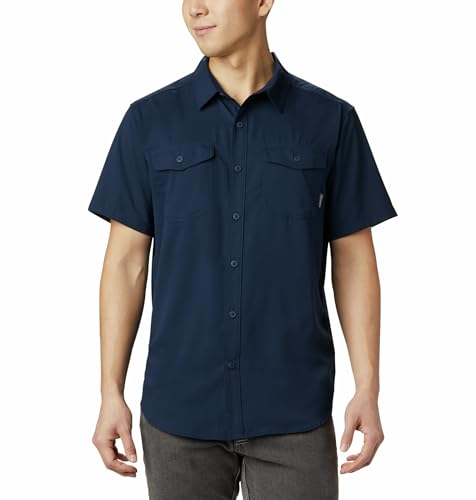 Columbia Men's Utilizer 2 Solid Short Sleeve Shirt Short Sleeve Shirt, Collegiate Navy, Size L
