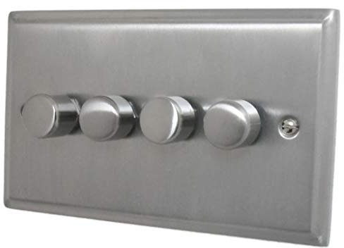 G&H DSN514 Deco Plate Satin Nickel 4 Gang 1 or 2 Way V-Pro LED Dimmer Switch