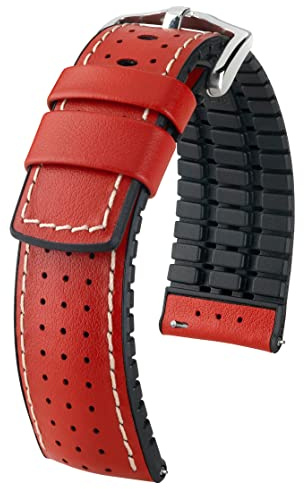 HIRSCH Herren Performance Uhrenarmband Modell Tiger 24 mm Rot