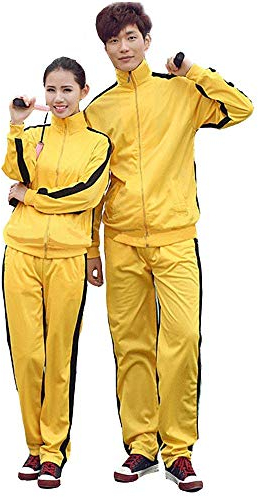 G-LIKE Unisex Training Anzug Sportkleidung - Chinesische Kampfkunst Gelb Uniform Bruce Lee Kung Fu Tai Chi Wushu Jeet Kune Do Jogging Laufen Fitness für Männer Frauen Kinder - Nylon (L)