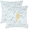 CaliTime Kissenbezüge Kissenhülle Packung mit 2 Dekokissenbezügen aus Baumwolle Bezüge für das Schlafsofa Cute Bird in Grey Garden Bestickt in 50cm x 50cm Gold