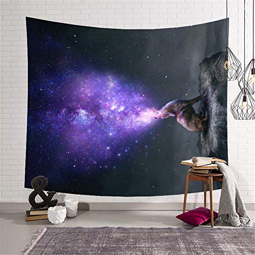 Mateju Wandteppich Tapisserie Sternenhimmel, Mandala Bohemian Wandbehang Decor Schlafzimmer Yoga Wandtuch Tischdecke Strandtuch (203x150cm,Wolf)
