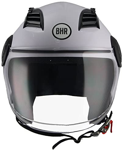 BHR Casco Demi-Jet 804 TOP| Casco Scooter Omologato ECE | Casco Motorino con Visiera Antigraffio e Sgancio Micrometrico | Bianco | XL