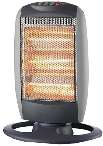 Palucart Stufa alogena Sole basso consumo elettrica 1200w con oscillazione automatica sistema di sicurezza colore grigio chiaro inserti grigio scuro -1097F1,3