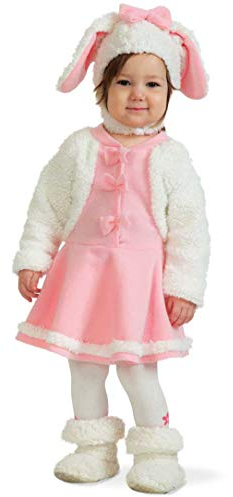 KarnevalsTeufel Kinderkostüm Schäfchen Kleid & Mütze mit Ohren in rosa & weiß Schaf Lamm (98)