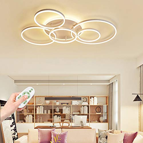 LED Deckenleuchte Wohnzimmerlampe Dimmbar Moderne Deckenlampe Ring Metall Acryl Design Mit Fernbedienung Acryl Beleuchtung Schlafzimmer Esszimmer Kinderzimmer Flur Decke Kronleuchter,Braun,6heads …