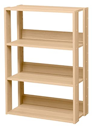 Iris Ohyama, Bücherregal, Regal auf 4 Ebenen, Regale alle 14 cm verstellbar, Stabil, Industriell, Waschküche, Wohnzimmer, Flur, Schlafzimmer, Büro, OWR-600, Hellbraun