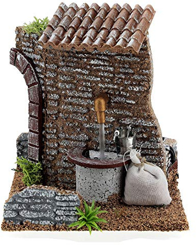 Holyart Krippenbrunnen: Brunnen mit Pumpe für Krippe, 15x15x15 cm