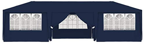 Tidyard Partyzelt Festzelt Professional Plane Wasserdicht UV Schutz Gartenzelt Profi-Partyzelt mit Seitenwänden 4 x 9 Blau 90 g/m² PE