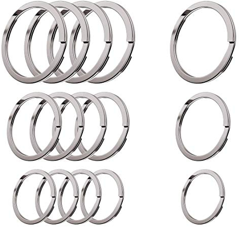 Cerbery - Juego de Llaveros de Acero Endurecido - 5 x 30 mm, 5 x 25 mm, 5 x 20 mm - Llavero de Anillo (Plata)