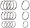 Cerbery - Jeu de Porte-Clés en Acier Trempé - 5 x 30 mm, 5 x 25 mm, 5 x 20 mm - Porte-clés Anneau (Argent)