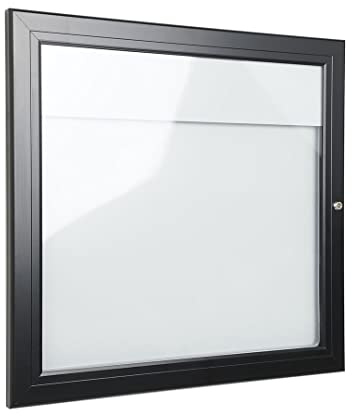 Danieli Store - Tablón de Anuncios Exterior Negro para Menús - Tablón con Cerradura y Par de Llaves - Fácil Montaje en Pared - Superficie de Acero Magnético y Escribible (2x A4)