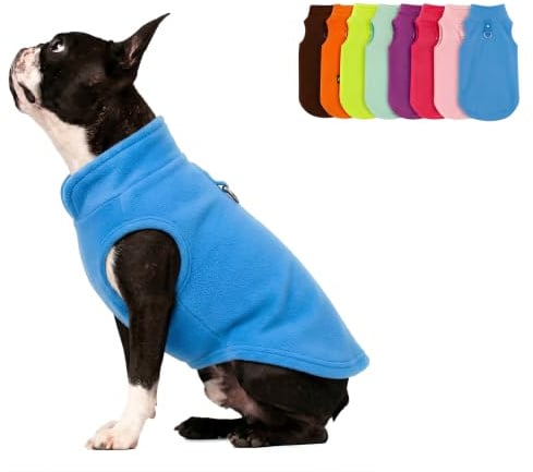 JACKO & CO Fleece-Weste mit Ring für die Leine – weich, leicht, atmungsaktiv für Welpen, kleine, mittelgroße Hunde, Kätzchen, Katzen, Chihuahua, warm für Herbst/Winter (Blau, Größe L (4,5–7,3kg)