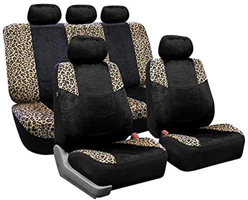 ZZYZN Classic Car Sitzbezüge, Ganz 9 Set vorne und hinten Auto-Innenraum-Zubehör Universal-Styling mit Kopfstützenabdeckung Autositzbezüge mit Leopardenmuster