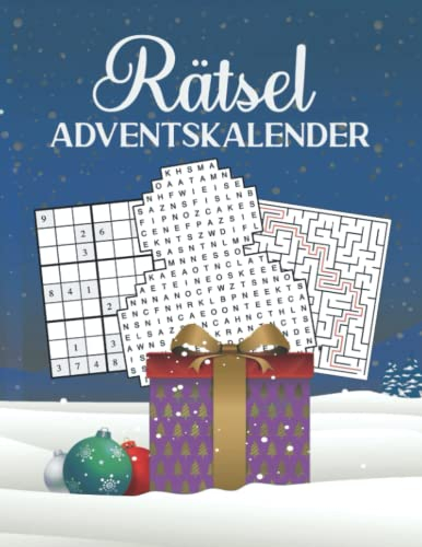 Rätsel Adventskalender: für Erwachsene | 2021 | leicht bis sehr schwer | mit Lösungen | Sudoku, Worträtsel, Labyrinth