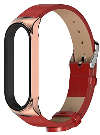 HYKEJI Leder Armband für Xiaomi Mi Band 5 / Mi Band 4 / Mi Band 3 Armband, Lederband Ersatzband mit Edelstahl-Verschluss Kompatibel mit Xiaomi Mi Band 5 / Mi Band 4 / Mi Band 3 (C)