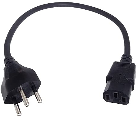 kurzes Schweizer - Netzkabel/Stromkabel auf Kaltgerätebuchse (Typ J auf C13) 40cm kurz. Schwarz