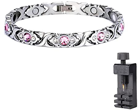 Germanium Lymph Detox Armband, magnetisches Lymph Detox Armband Damen, Lymphdrainage magnetische Armbänder, Energie-Gesundheits-Armbänder Geschenke (Silver)