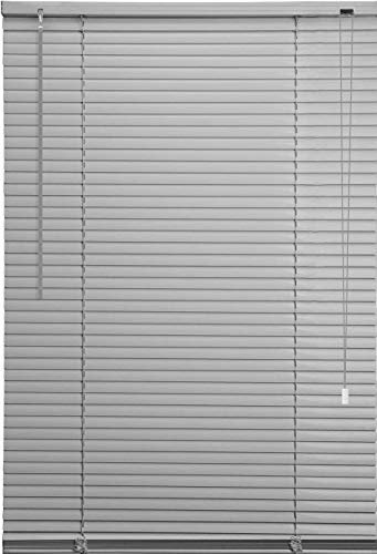 Ruby Deals PVC Venetian Blind Blinds Window 25mm Thin Slats Kitchen Window Blinds Treatments Easy Fit Curtains Trimmable Fittings Home Office(Grey 105W x 150H cm)