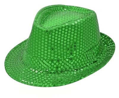 Think Jeck! Pailletten Hut Glitzer Damen & Herren, viele Farben zur Auswahl Karneval Mottopartys Kostümzubehör (Dunkel Grün)