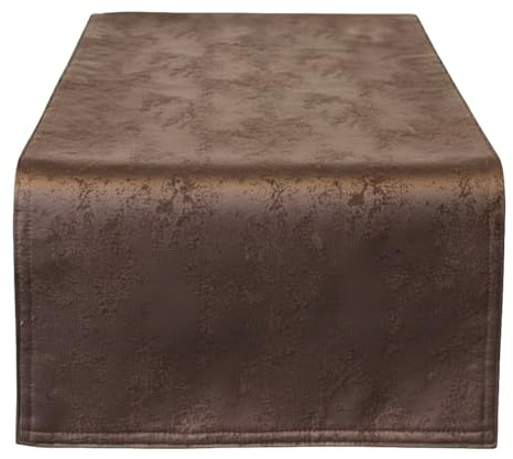 Tischläufer | Dunkelbraun - Eckig - 40x140 cm |Tischband | Mitteldecke | mit Marmor-Muster, meliert | doppelt genäht | wasserabweisend | mit Fleckenschutz