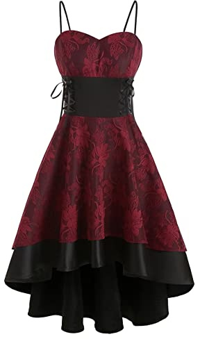 FEOYA Damen Kostüm Halloween Kleid Mittelalter Gothic Vampire Dress Sexy Cosplay Erwachsene Kleid Kostüme Hexe Renaissance S-4XL