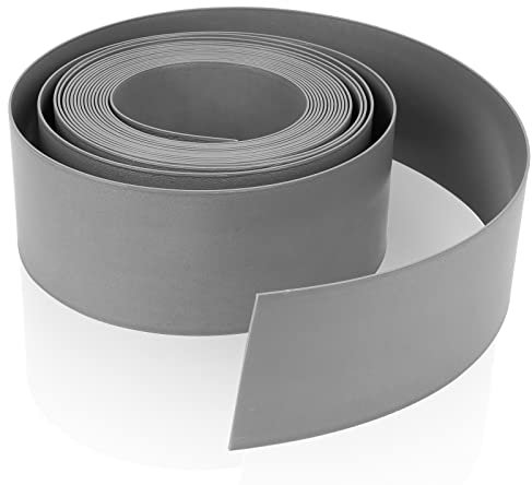 Herrselsam Rasenkante Kunststoff Mähkante Beetumrandung, Beeteinfassung aus 100% recyceltem Plastik, für Kurven Blumenbeet Umrandung unsichtbar (Länge 20m - Höhe 12.5cm, Grau)