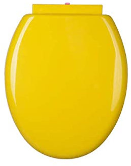 BVAMOS Premium Ovaler Toilettensitz, Absenkautomatik, WC-Sitz mit Befestigung oben, Schnellverschluss, leicht zu reinigen, Toilettensitzbezug für Badezimmer, langlebiger, kratzfester WC-Sitz in Gelb