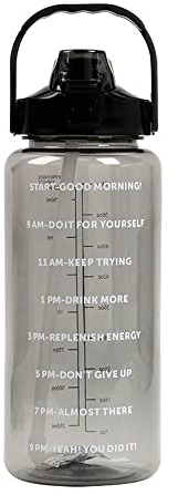 Trafagala 2 Liter Motivierende Trinkflasche mit Strohhalm BPA-frei Wasserflasche 2L mit Zeitmarkierung Große Sport Flasche für Fitness und Gym