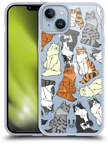 Head Case Designs American Curl Katzenrasse Muster 2 Gelhülle [Militärischer Schutzgrad] Kompatibel Mit Apple iPhone 14 Plus Und Kompatibel Mit MagSafe